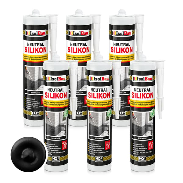 IsolBau Neutral Silikon Svart Neutralkisel 6 x 300ml