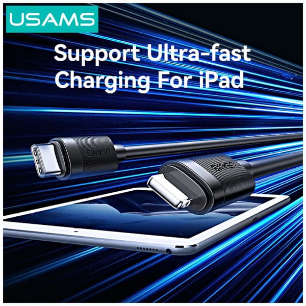 USAMS U94 30W USB-C - Lightning-kaapeli 1m musta