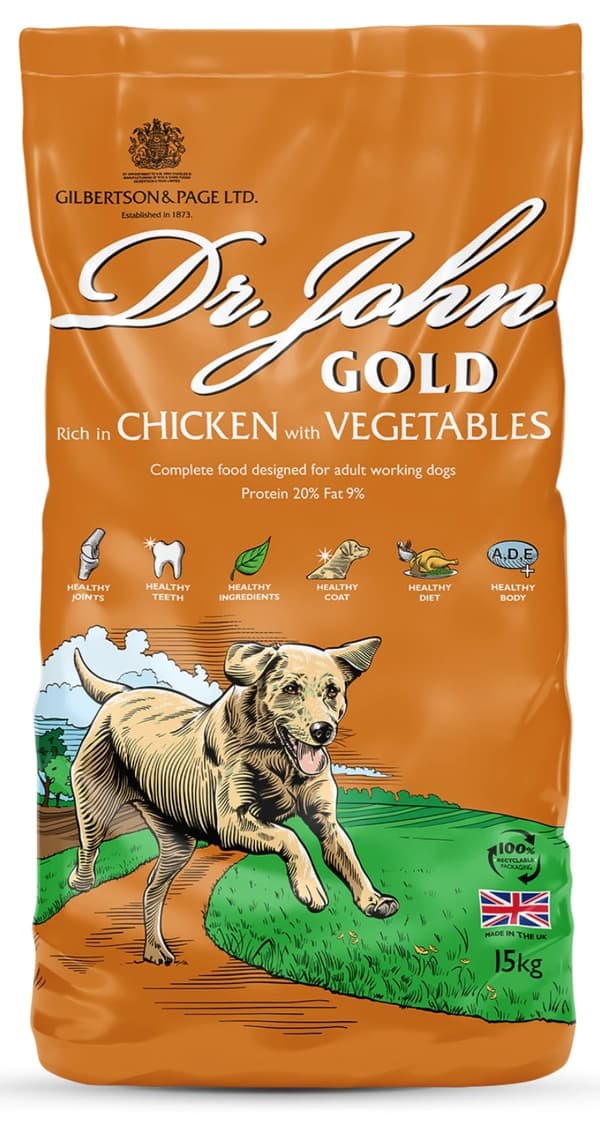 Dr. John Gold tørfoder til hunde med kylling 15 kg til store racer