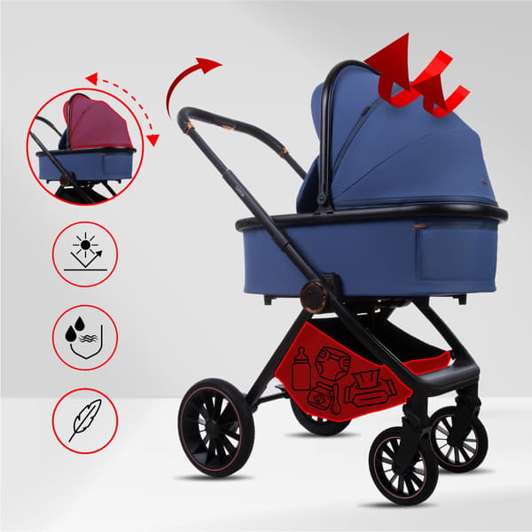 BabyLux CASTOR 2-i-1 klapvogn, gondol, let, foldbart sæt