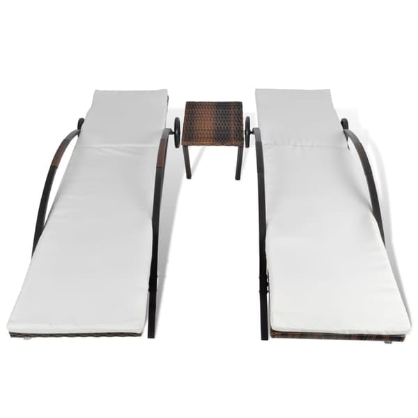vidaXL Solstolar med bord, polyrotting, brun