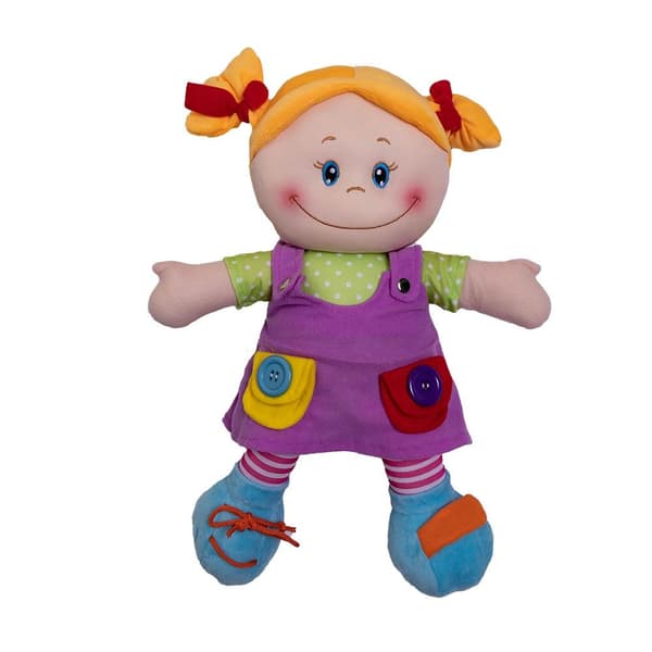 Räsynukke violetissa mekossa