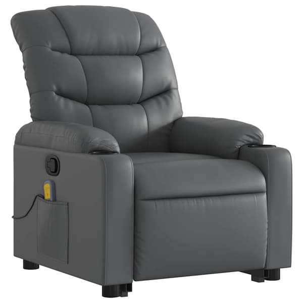 vidaXL Lyftbar massagefåtölj, grå, konstläder