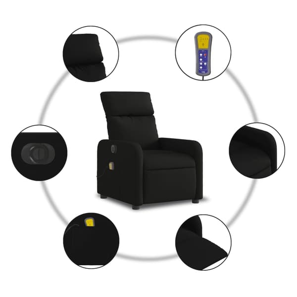 vidaXL elektrisk massagestol med lænefunktion sort stof