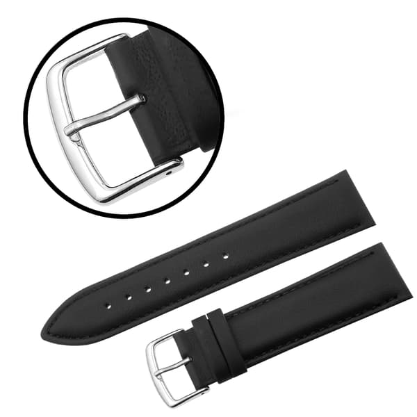 FUJI LÆDERREM 22 MM GLAT sort rem, sorte syninger
