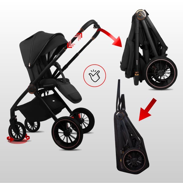 BabyLux CASTOR 2-i-1 klapvogn, gondol, let, foldbart sæt