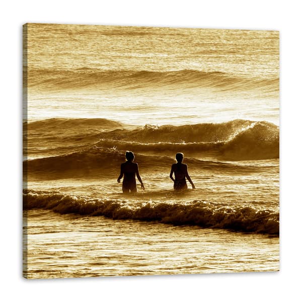 Lærredstryk Mennesker Hav 80x80 cm