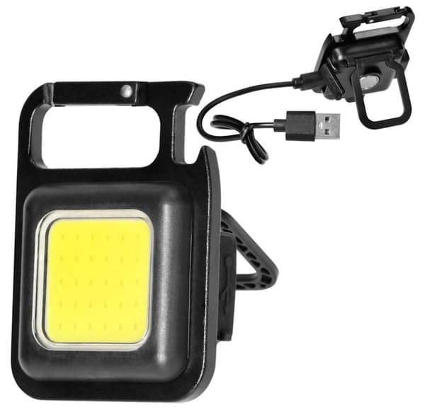 Mini LED COB -taskulamppu, ladattava ja pullonavaaja, musta