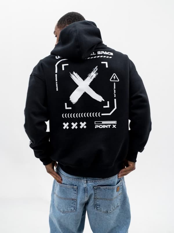 Techwear Oversize Hættetrøje Herre Black Point X Impulse M