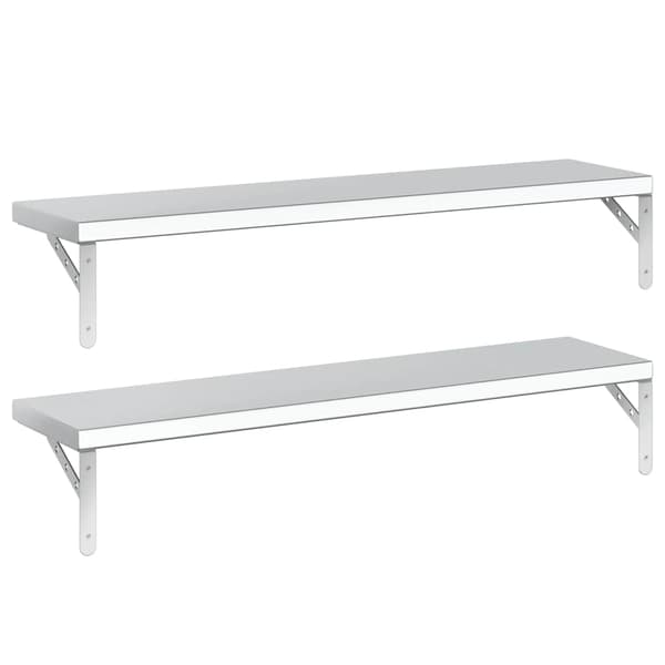 vidaXL væghylder, 2 stk., 100x23,5 cm, sølv rustfrit stål
