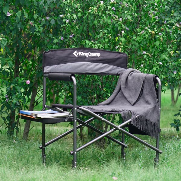 KING CAMP foldbar campingstol med armlæn ASH B10 - sort og grå
