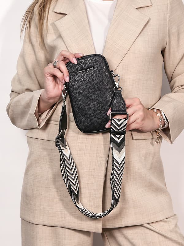 David Jones dame mini messenger taske, sort kunstlæder