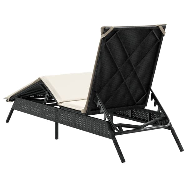 vidaXL liggestol med hynde, sort, polyrattan