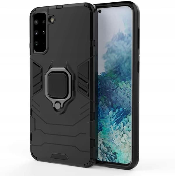 ETUI TIL SAMSUNG GALAXY S21 RING ARMOR BAGSIDE SORT ETUI + GLAS