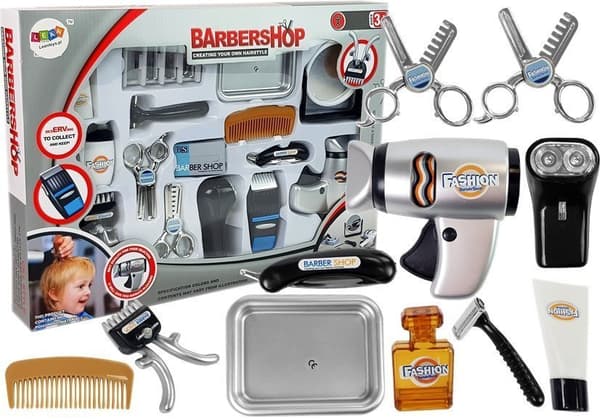 Børnefrisørsalon Barbersæt Hårtørrer Clipper Tilbehør Sølv