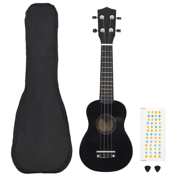 vidaXL Sopranukulele med etui til børn, sort, 23"