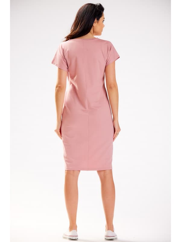 Kimono midikjole med bindebånd i taljen, pink M
