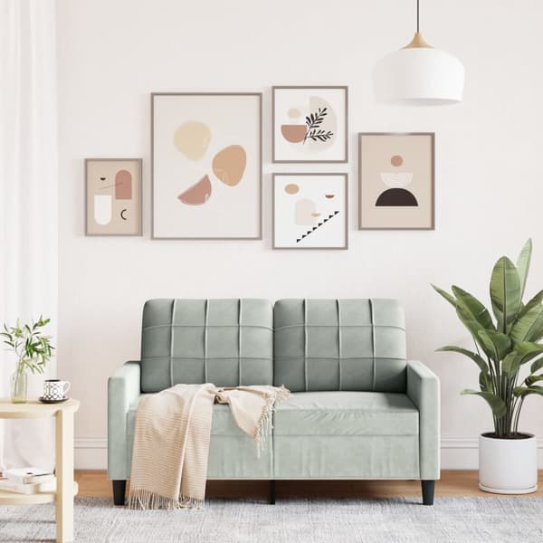 vidaXL 2-sitssoffa ljusgrå 120 cm klädd i sammet