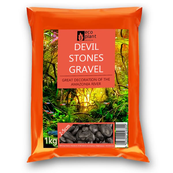 Eco Plant Devil Stones 1 kg - sorte småsten 20-50 mm