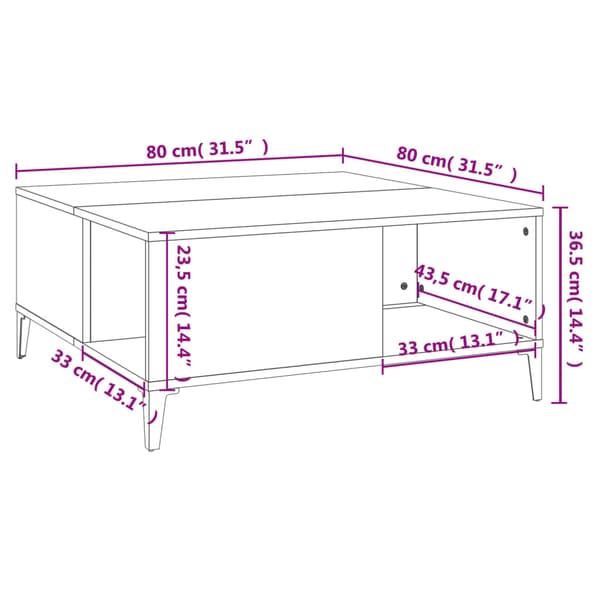 vidaXL Soffbord, Vitt 80x80x36,5 cm, Träbaserat Material