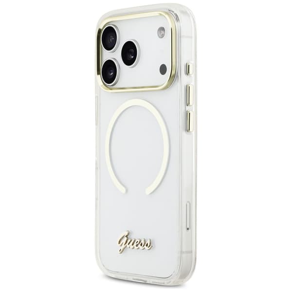 Guess IML Script Metal MagSafe-skal till iPhone 17 Pro Max Transparent
