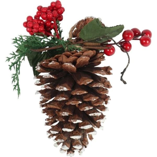 Julekuglevedhæng med pynt 20 cm brun