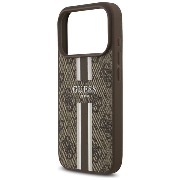 Guess 4G Printed Stripes MagSafe-etui til iPhone 17 Pro brunt