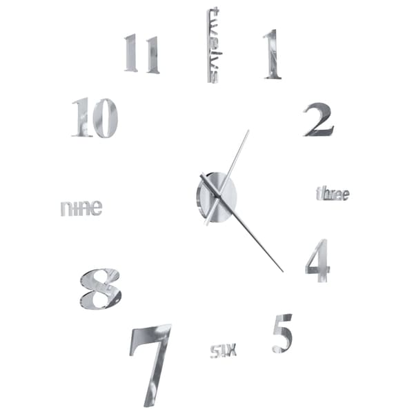 vidaXL 3D-väggklocka, modern design, 100 cm, XXL, silver