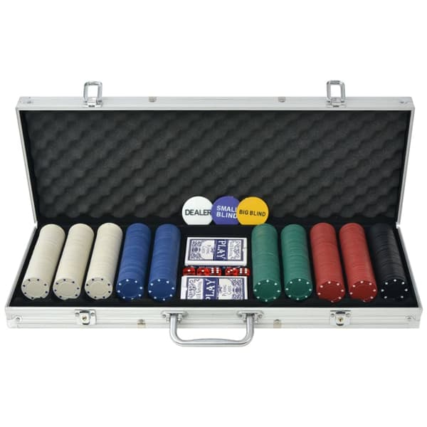 vidaXL Pokerset 500 marker aluminium