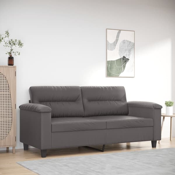 vidaXL 2-sitssoffa, grå, 140 cm, konstläder