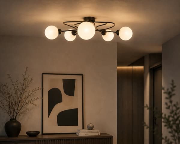 Loftlampe 5xE14 Lyra Sort/Hvid