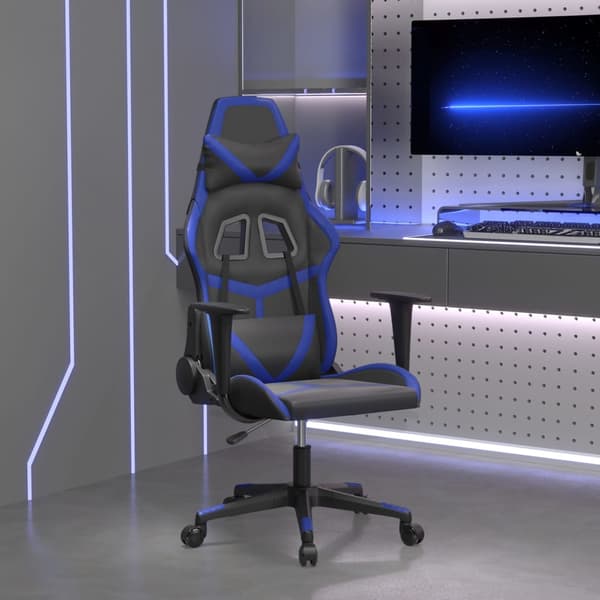vidaXL gamingstol, sort og blå, kunstlæder