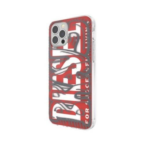 Diesel Snap Case Clear AOP iPhone 12 Pro Max -suojakuori, punainen/harmaa