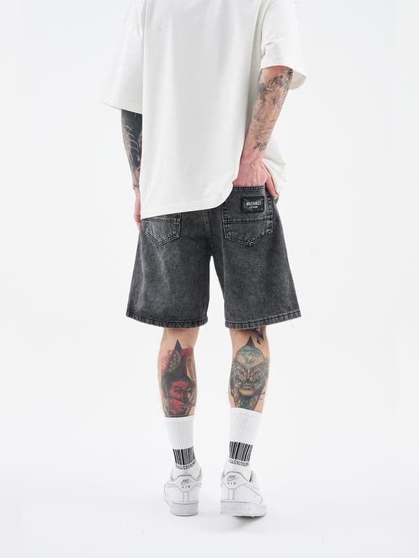 MyStars Svarta Basic Herr Mörkgrå Slitna Jeansshorts 31