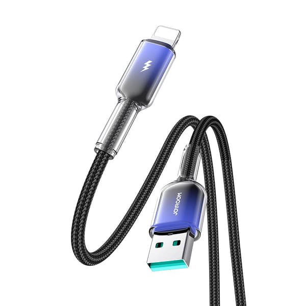 Crystal-Clear Series 3A USB-A iPhone Lightning -kaapeli 1.2m - Musta