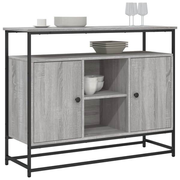 vidaXL kommode, grå Sonoma-eg, 100x35x80 cm, træbaseret materiale