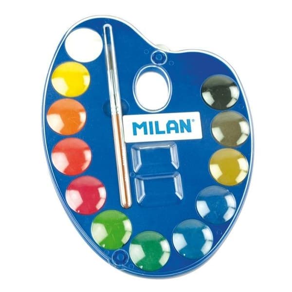 Akvarellfärger 12 tabletter + MILAN-pensel