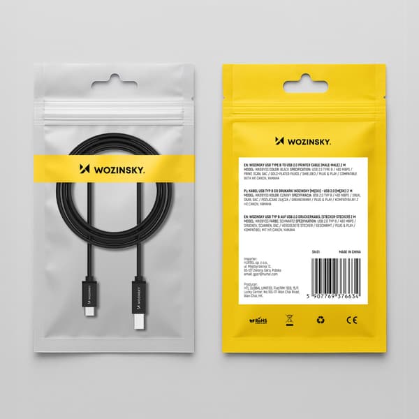 Tulostin-skannerikaapeli USB-B - USB-C 1m - musta