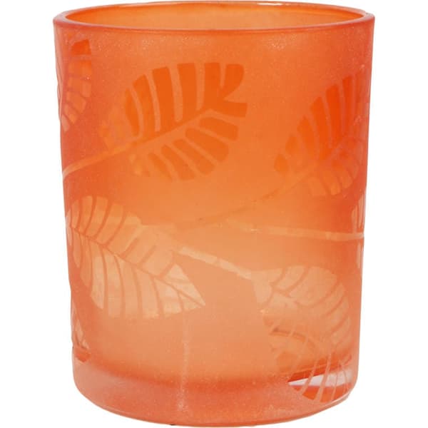 Dekorativ orange ljusstake med löv