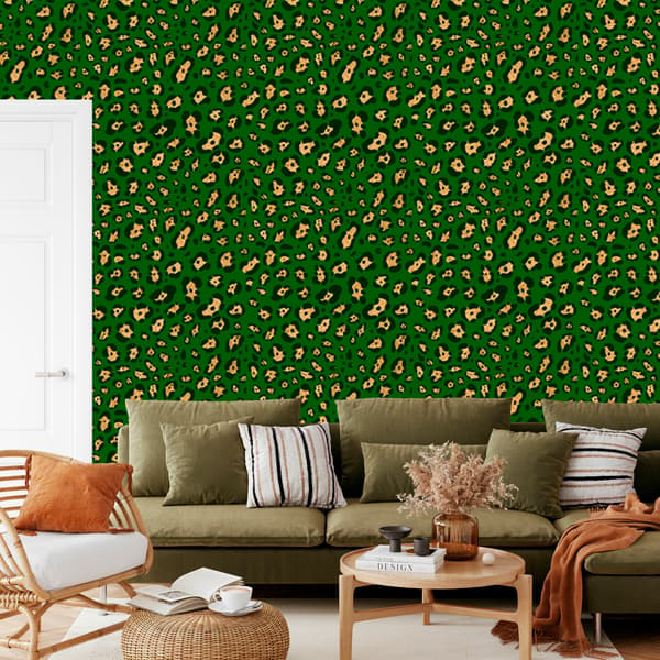 Pullonvihreä ja oliivinvihreä nahkatapetti 50x1000 cm