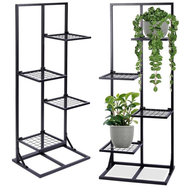 Blomsterstand metal sort 4-niveau 102 cm