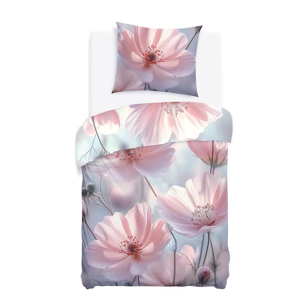 Bäddset 140x200 SATIN BOMULL digitaltryck för kvinnor rosblommor