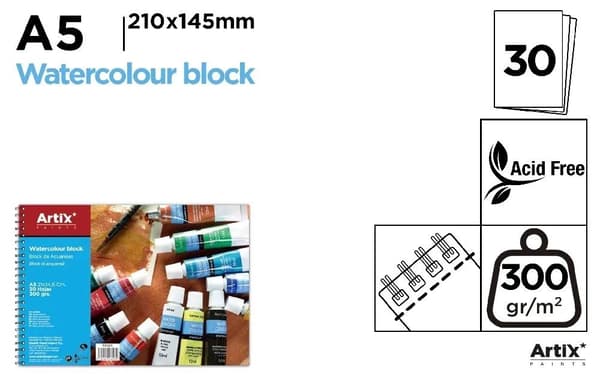 Akvarellblock A5/30K 300g