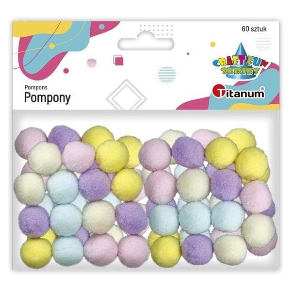 Polyester pomponer 16mm mix 60 stk