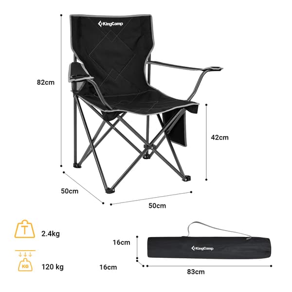 KING CAMP Lotus B10 foldbar campingstol - sort