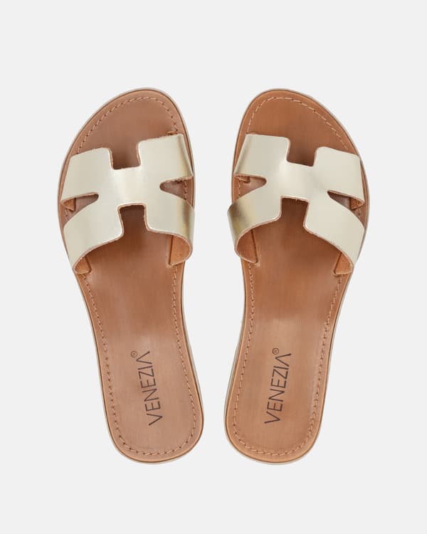 GULD LÆDER FLIP-FLOPS GULD LÆDER FLIP-FLOPS 38