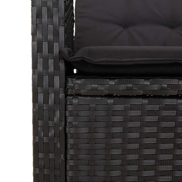 vidaXL havemøbelsæt med 2 dele og hynder, sort, polyrattan
