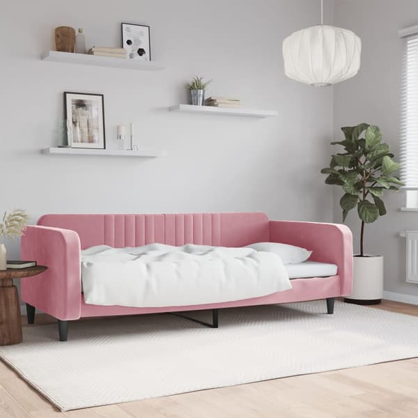 vidaXL Bäddsoffa rosa 100x200 cm klädd i sammet