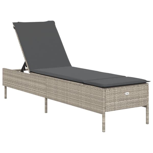 vidaXL liggestole med hynder, sæt med 2, lysegrå, polyrattan