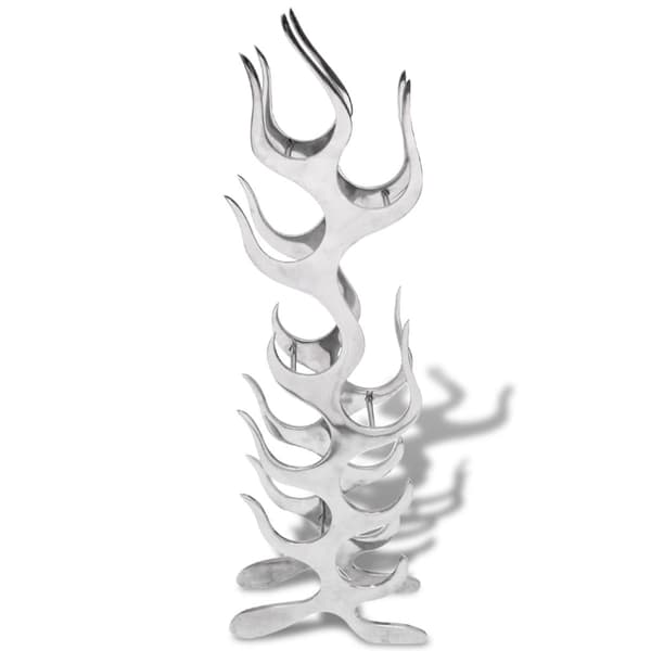 VidaXL Vinställ för 9 flaskor i flamformat, aluminium, silver